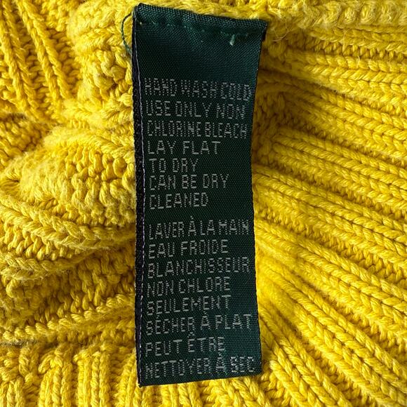 Vintage 90s Ralph Lauren Yellow Cable Knit Pullover Sweater Heritage Preppy L - Picture 4 of 4